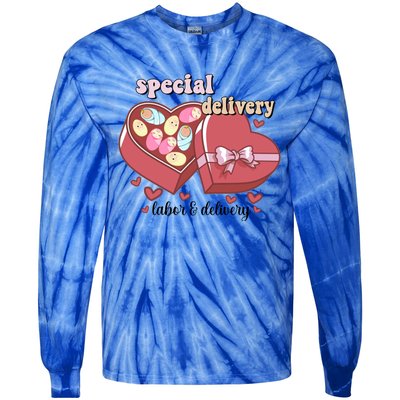 Special Delivery Funny L And D Nurse Happy Valentines Day Gift Tie-Dye Long Sleeve Shirt