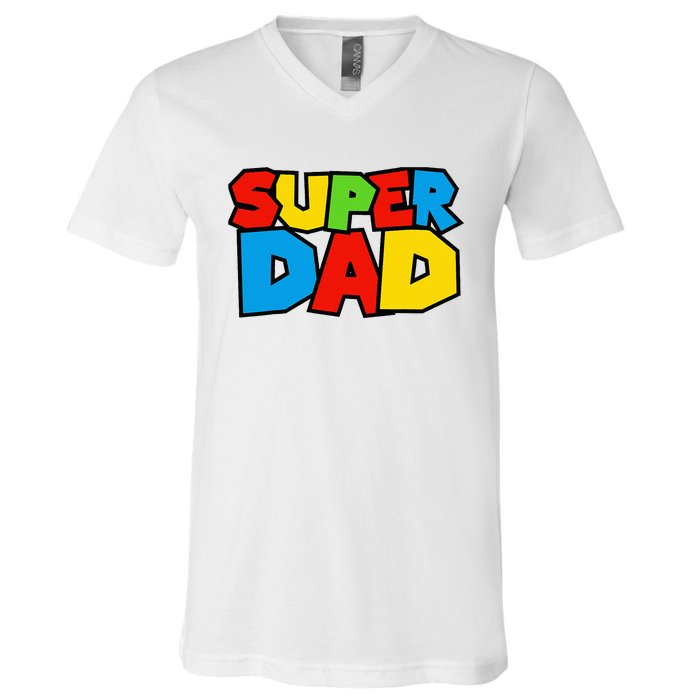 Super Dad Funny Gamer V-Neck T-Shirt