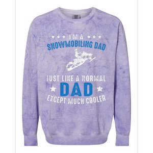 Snowmobiling Dad Fathers Day Snowmobile Rider Riding Colorblast Crewneck Sweatshirt