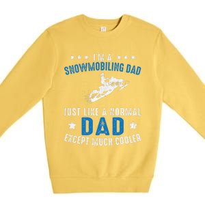 Snowmobiling Dad Fathers Day Snowmobile Rider Riding Premium Crewneck Sweatshirt