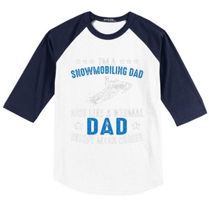 Snowmobiling Dad Fathers Day Snowmobile Rider Riding Baseball Sleeve Shirt