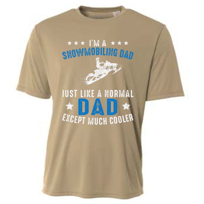 Snowmobiling Dad Fathers Day Snowmobile Rider Riding Cooling Performance Crew T-Shirt