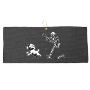 Skeleton Dog Funny Halloween Skeleton Chasing Dog Gift Large Microfiber Waffle Golf Towel