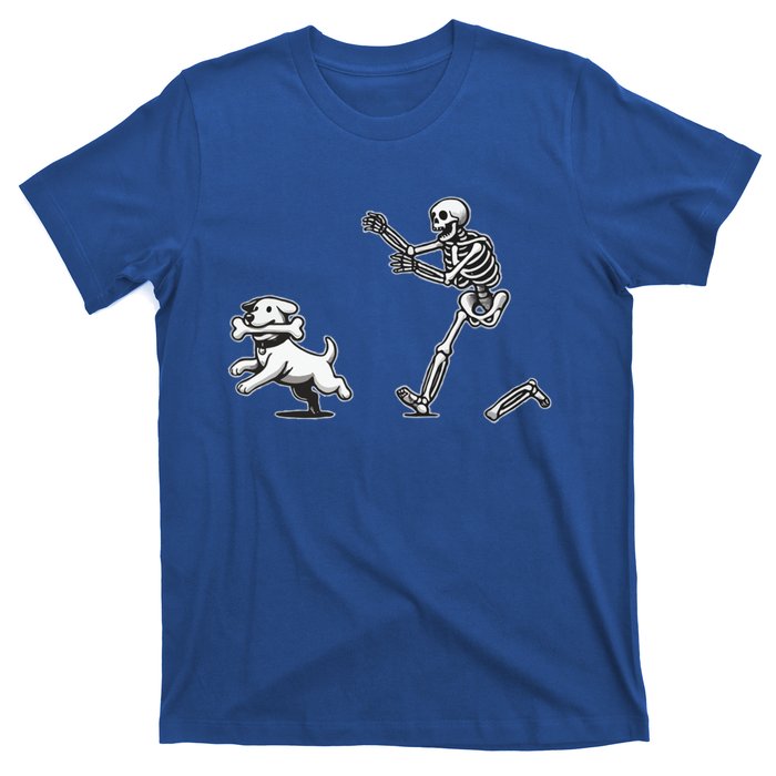 Skeleton Dog Funny Halloween Skeleton Chasing Dog Gift T-Shirt