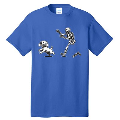 Skeleton Dog Funny Halloween Skeleton Chasing Dog Gift Tall T-Shirt