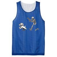 Skeleton Dog Funny Halloween Skeleton Chasing Dog Gift Mesh Reversible Basketball Jersey Tank