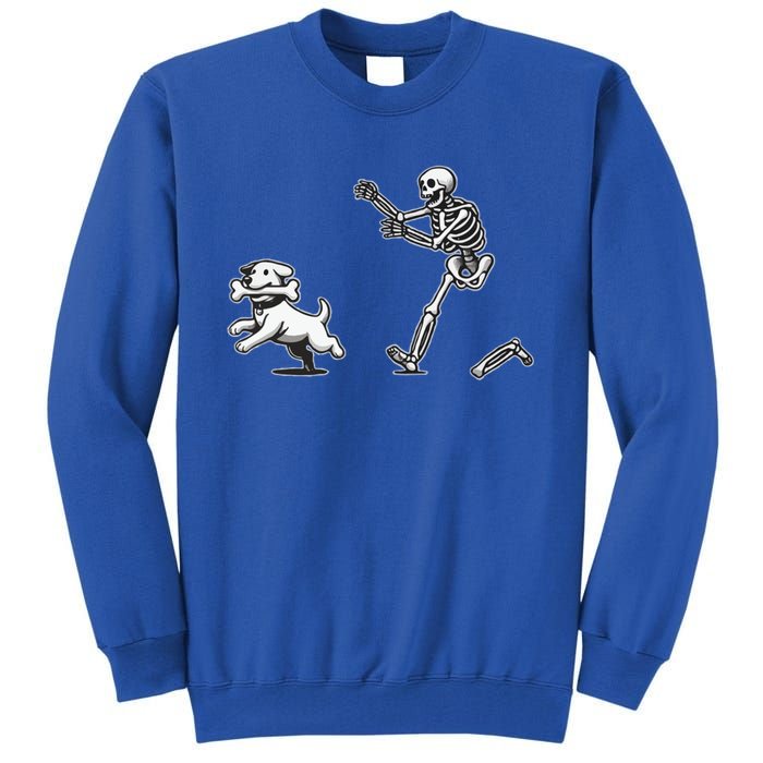 Skeleton Dog Funny Halloween Skeleton Chasing Dog Gift Tall Sweatshirt