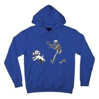 Skeleton Dog Funny Halloween Skeleton Chasing Dog Gift Tall Hoodie