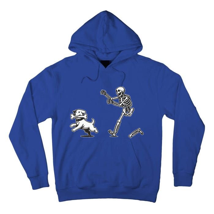 Skeleton Dog Funny Halloween Skeleton Chasing Dog Gift Tall Hoodie