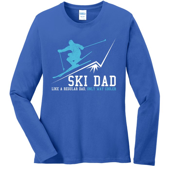 Ski Dad Funny Winter Sports Skiing Father Gift Ladies Long Sleeve Shirt