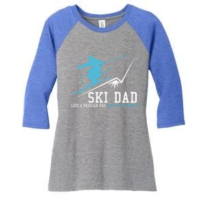 Ski Dad Funny Winter Sports Skiing Father Gift Women's Tri-Blend 3/4-Sleeve Raglan Shirt