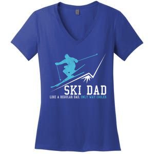 Ski Dad Funny Winter Sports Skiing Father Gift Women's V-Neck T-Shirt