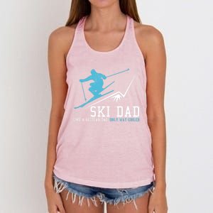 Ski Dad Funny Winter Sports Skiing Father Gift Women's Knotted Racerback Tank