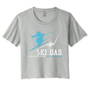 Ski Dad Funny Winter Sports Skiing Father Gift Women's Crop Top Tee