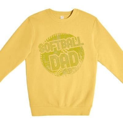 Softball Dad Father Daddy Fathers Day Gift Sport Fan Premium Crewneck Sweatshirt