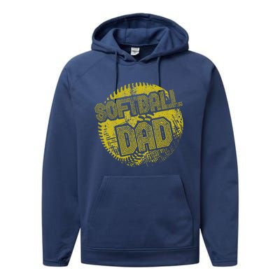 Softball Dad Father Daddy Fathers Day Gift Sport Fan Performance Fleece Hoodie