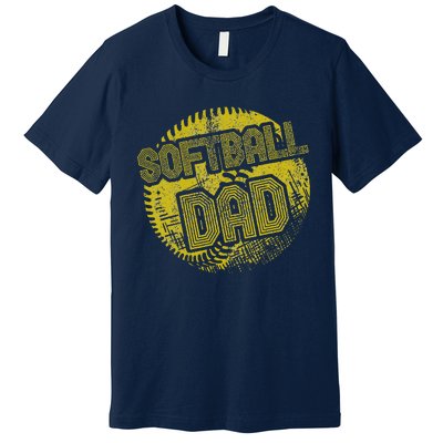 Softball Dad Father Daddy Fathers Day Gift Sport Fan Premium T-Shirt