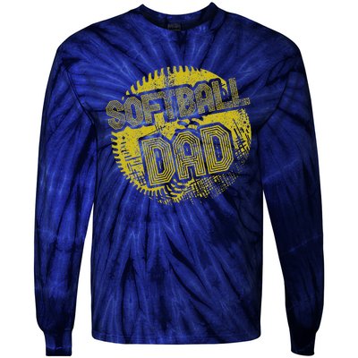 Softball Dad Father Daddy Fathers Day Gift Sport Fan Tie-Dye Long Sleeve Shirt