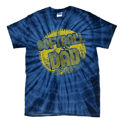 Softball Dad Father Daddy Fathers Day Gift Sport Fan Tie-Dye T-Shirt