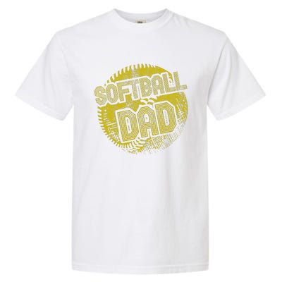 Softball Dad Father Daddy Fathers Day Gift Sport Fan Garment-Dyed Heavyweight T-Shirt