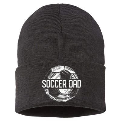 Soccer Dad Funny Soccer Lover Dad Papa Fathers Day Gift Sustainable Knit Beanie