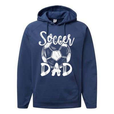 Soccer Dad For Family Matching Team Player Soccer Ball Performance Fleece Hoodie