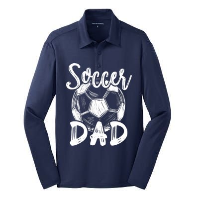 Soccer Dad For Family Matching Team Player Soccer Ball Silk Touch Performance Long Sleeve Polo