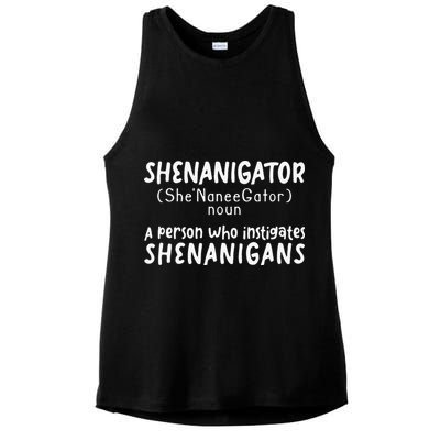 Shenanigator Definition Funny Saint Patrick Day Shenanigans Ladies PosiCharge Tri-Blend Wicking Tank