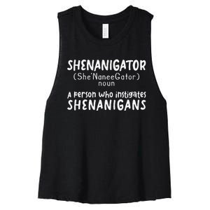 Shenanigator Definition Funny Saint Patrick Day Shenanigans Women's Racerback Cropped Tank