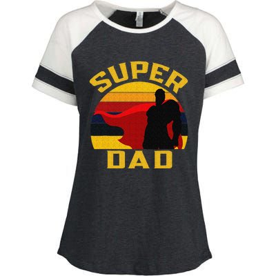 Super Dad Father Superhero And Best Husband Fathers Day Enza Ladies Jersey Colorblock Tee