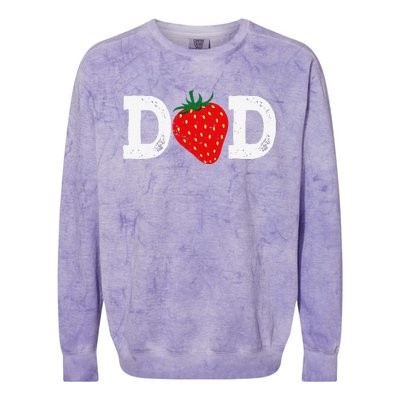 Strawberry Dad Fruit Lover Fruitarian Fathers Day Berry Colorblast Crewneck Sweatshirt