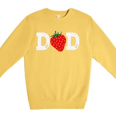 Strawberry Dad Fruit Lover Fruitarian Fathers Day Berry Premium Crewneck Sweatshirt