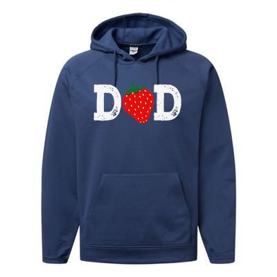 Strawberry Dad Fruit Lover Fruitarian Fathers Day Berry Performance Fleece Hoodie