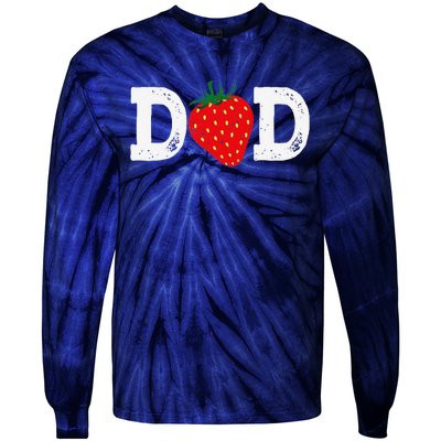 Strawberry Dad Fruit Lover Fruitarian Fathers Day Berry Tie-Dye Long Sleeve Shirt