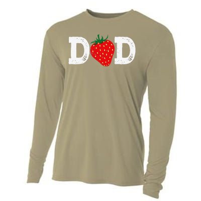 Strawberry Dad Fruit Lover Fruitarian Fathers Day Berry Cooling Performance Long Sleeve Crew