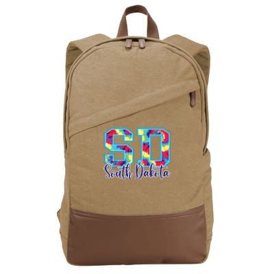 South Dakota Funny Tie Dye Vintage Retro Cotton Canvas Backpack