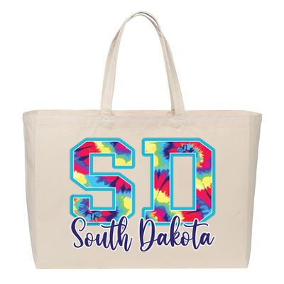 South Dakota Funny Tie Dye Vintage Retro Cotton Canvas Jumbo Tote