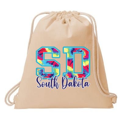 South Dakota Funny Tie Dye Vintage Retro Drawstring Bag