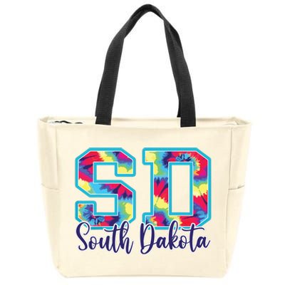 South Dakota Funny Tie Dye Vintage Retro Zip Tote Bag