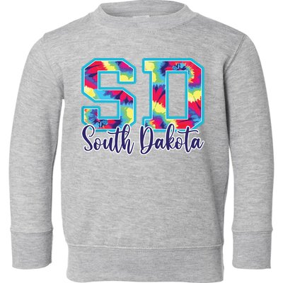 South Dakota Funny Tie Dye Vintage Retro Toddler Sweatshirt