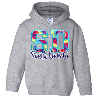 South Dakota Funny Tie Dye Vintage Retro Toddler Hoodie