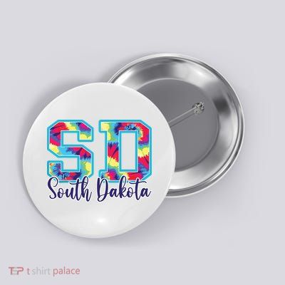 South Dakota Funny Tie Dye Vintage Retro Button