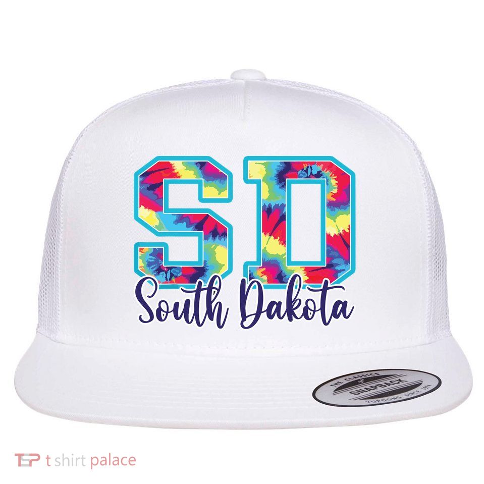South Dakota Funny Tie Dye Vintage Retro Flatbill Hat