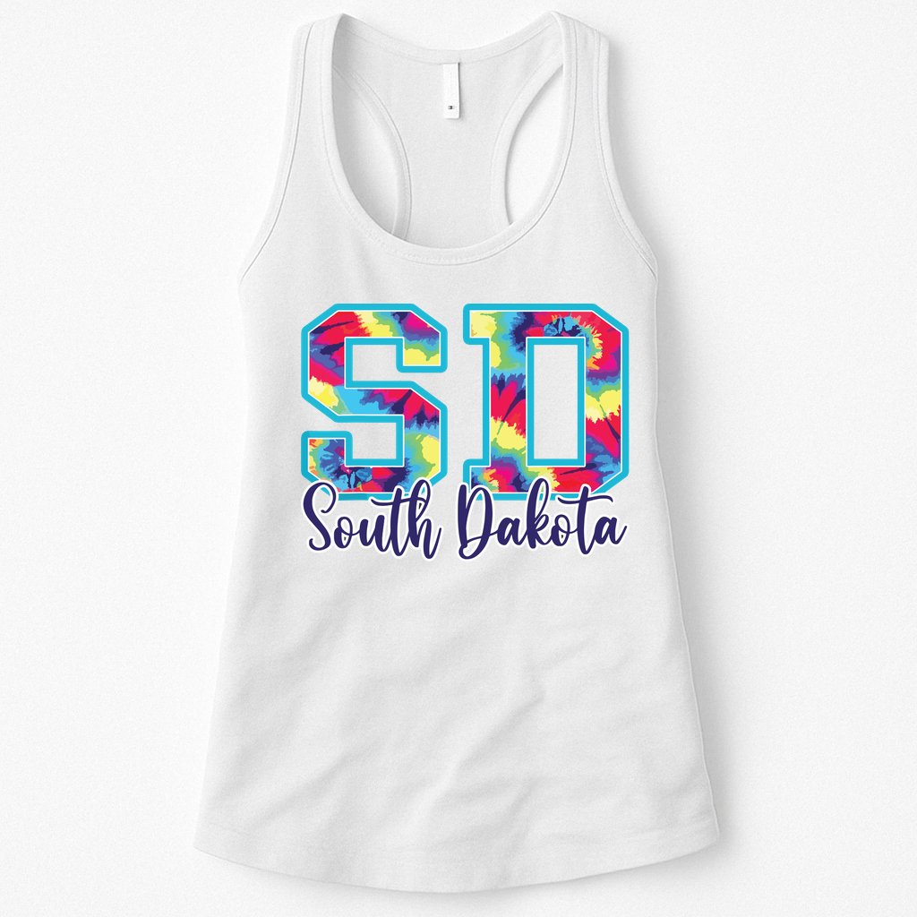 South Dakota Funny Tie Dye Vintage Retro Womens Tank Top
