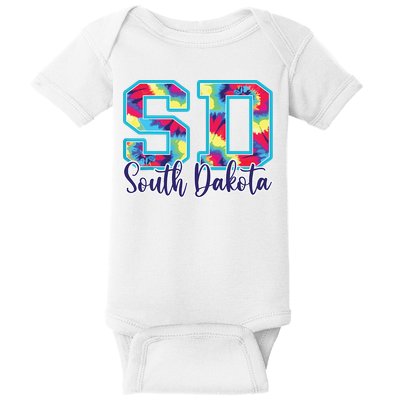 South Dakota Funny Tie Dye Vintage Retro Baby Bodysuit