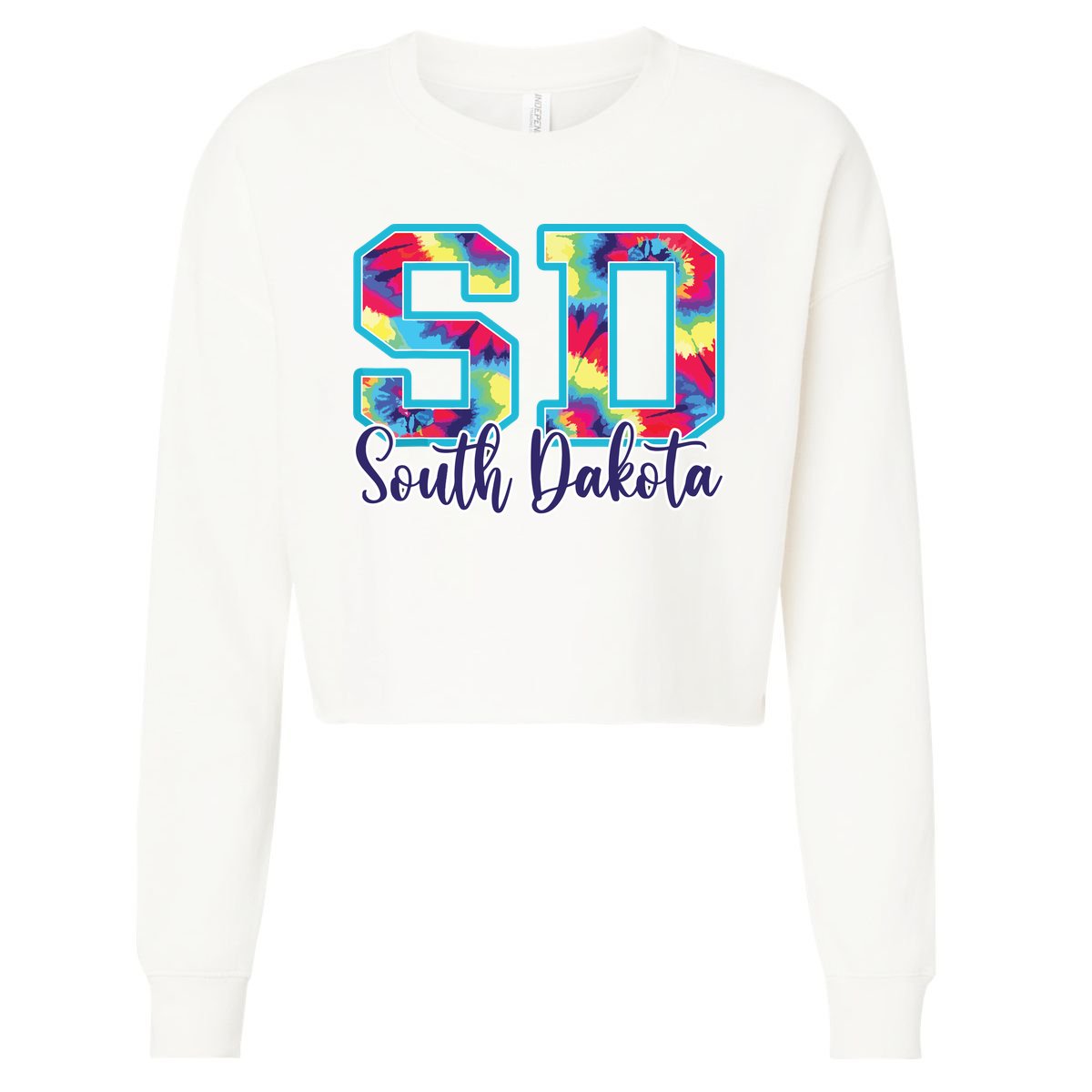 South Dakota Funny Tie Dye Vintage Retro Cropped Pullover Crew