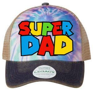 Super Dad Funny Gamer Design For FatherS Day Legacy Tie Dye Trucker Hat