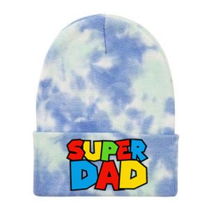 Super Dad Funny Gamer Design For FatherS Day Tie Dye 12in Knit Beanie