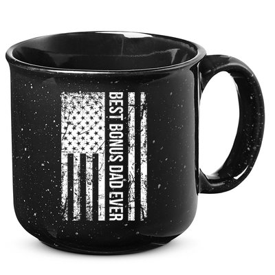 Step Dad For Best Bonus Dad Ever American Flag Fathers Day Meaningful Gift 15oz Campfire Ceramic Mug