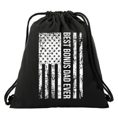 Step Dad For Best Bonus Dad Ever American Flag Fathers Day Meaningful Gift Drawstring Bag